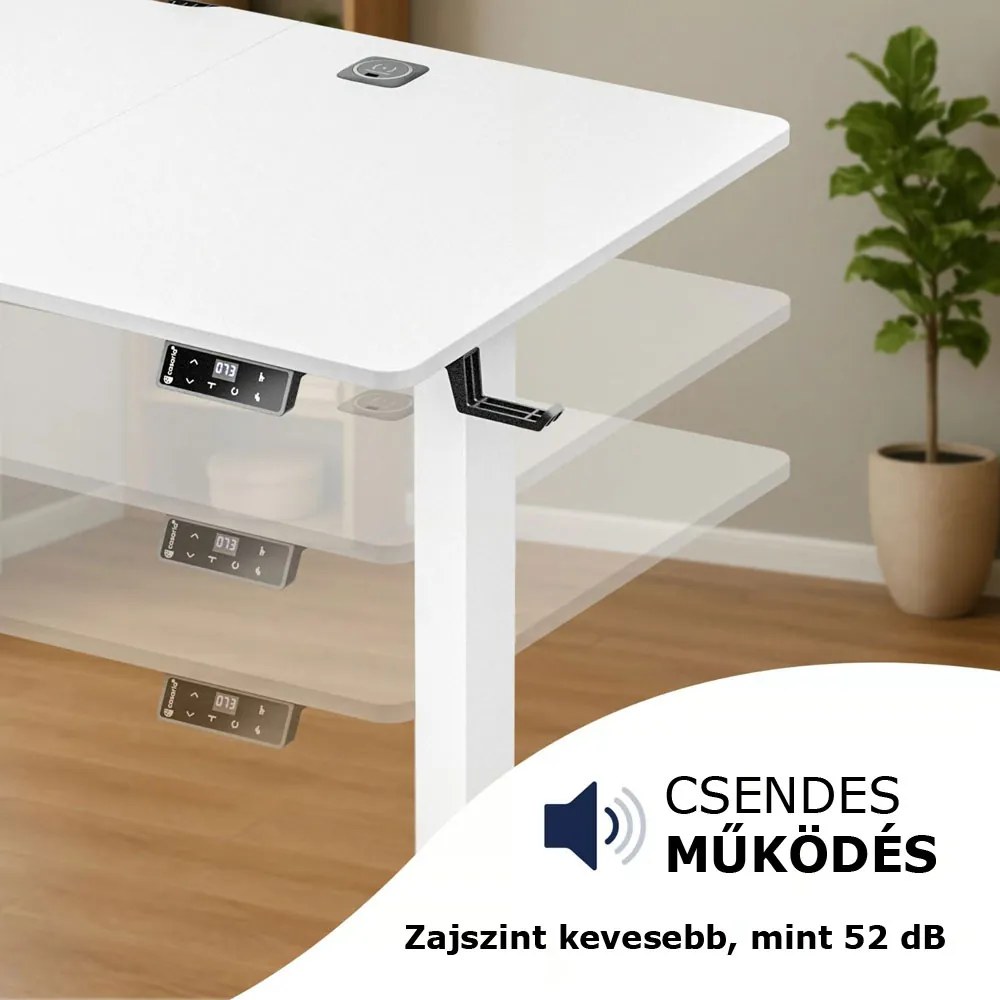 FLEXI állítható magasságú irodai íróasztal, 140x60x72–117cm, fehér Casaria
