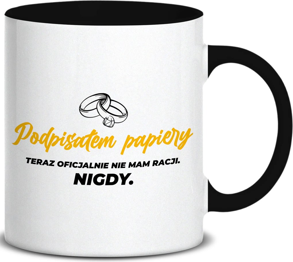 Bögre Fekete Fül Belső Aláírtam Papírok Vicces Ajándék Esküvő