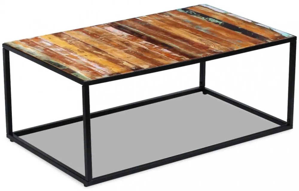 tömör újrahasznosított fa dohányzóasztal 100 x 60 x 40 cm
