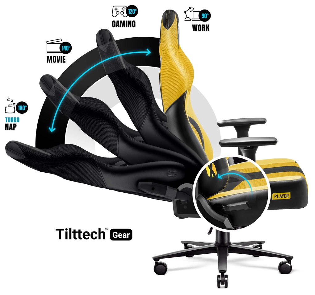 Diablo X-Player 2.0 szövet gamer szék gyerekeknek Kids méret: dark sunflower / sárga Diablochairs