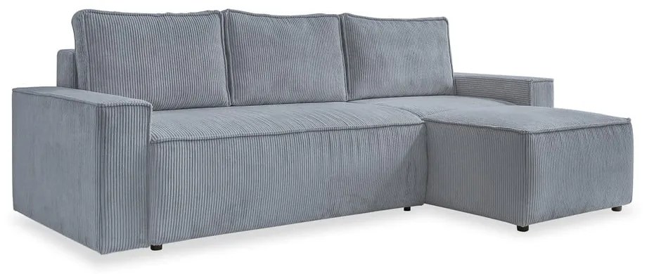 Világosszürke kordbársony kinyitható sarokkanapé (variálható) Brave Dave – Miuform
