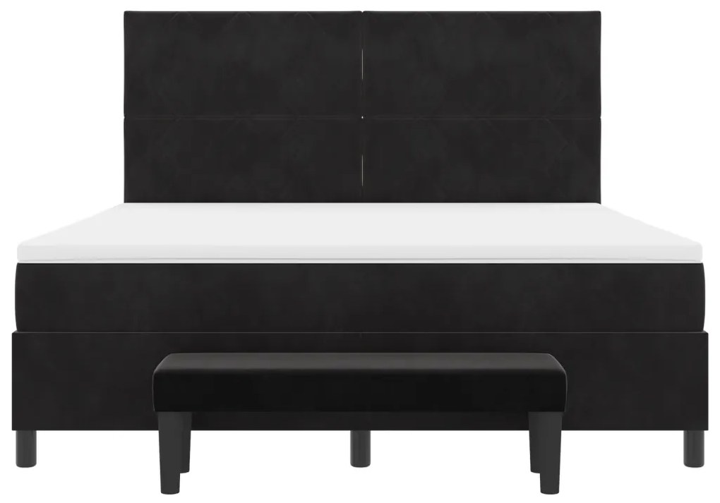 Boxspring Ágy Matrac és Pad Fekete 180x200 cm Velúr