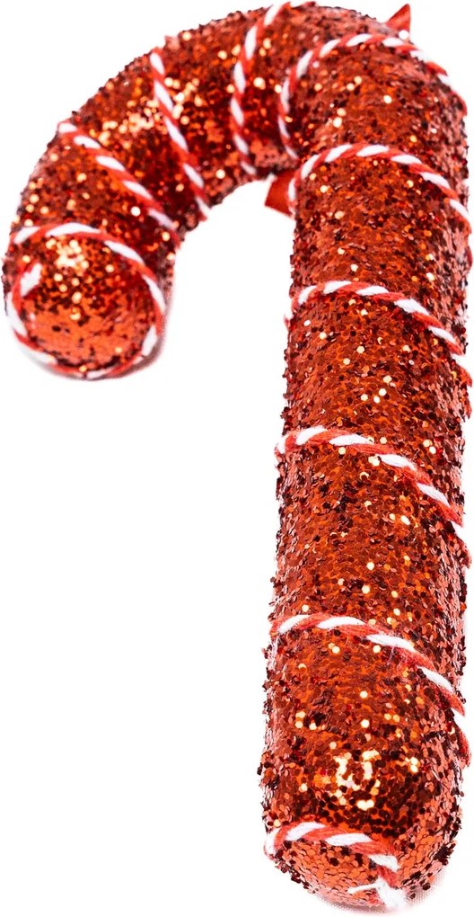 Fehér cukorpálca dísz piros masnival 16.5 cm Piros, piros-fehér szalag