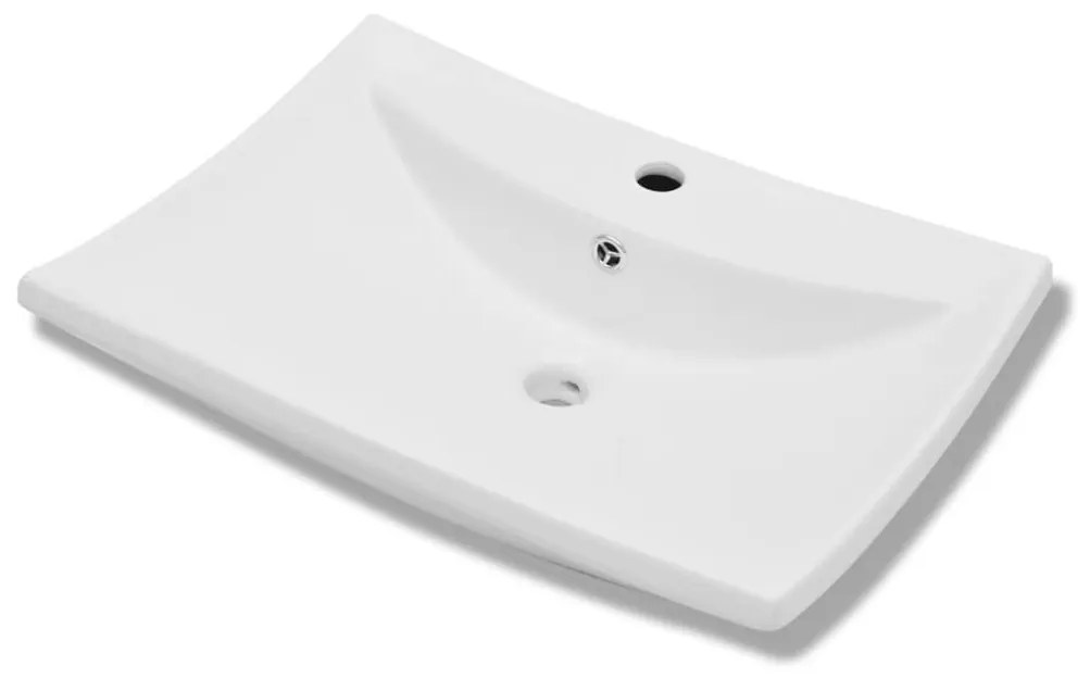 vidaXL Négyszögletes luxus kerámia mosdókagyló túlfolyóval és lyukkal csaphoz