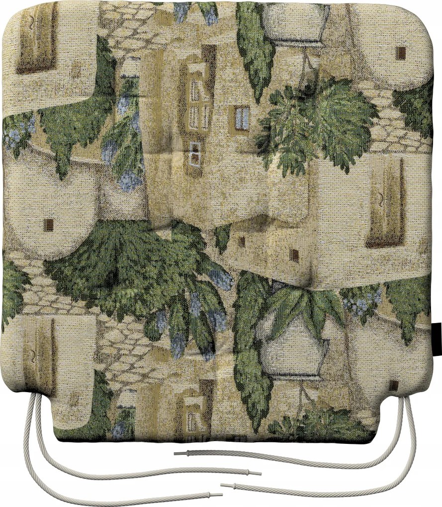 Olek székpárna 42x41 homokzöld mediterrán motívum