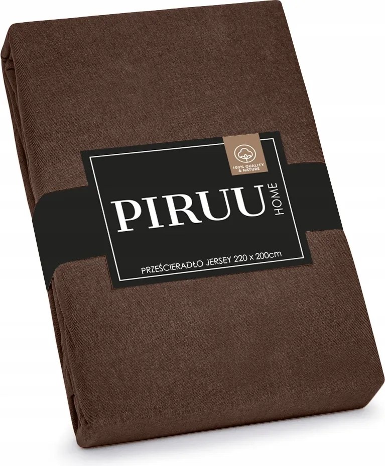 Gumis Jersey Lepedő 200x220 cm Pamut Barna Szín Minőség