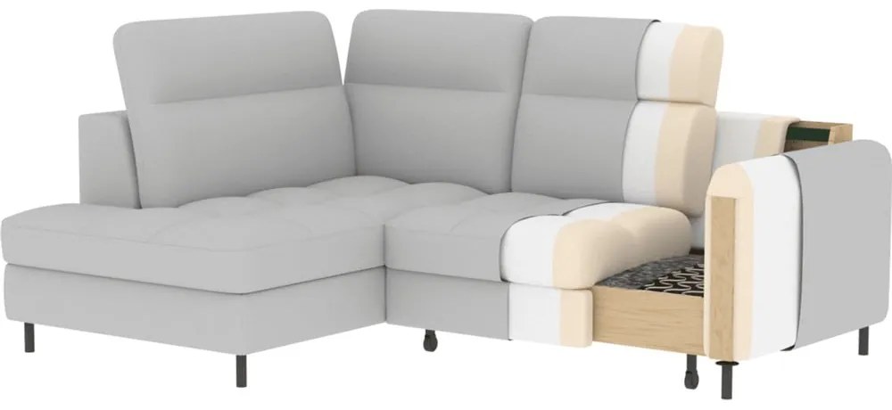 Kék bársony kinyitható-tárolóhelyes sarokkanapé (jobb oldali-L alakú) Barea – ELTAP