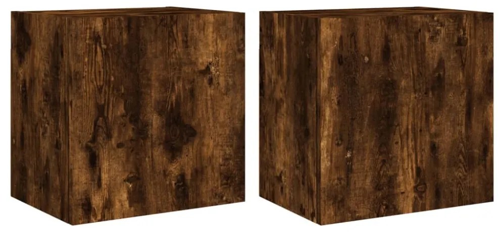 2 db füstös tölgy szerelt fa fali TV-szekrény 40,5 x 30 x 40 cm