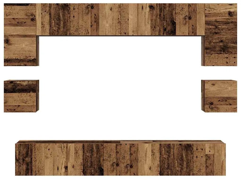 TV szekrény garnitúra 8 pcs Régi fa 100 x 30 x 30 cm Faanyag