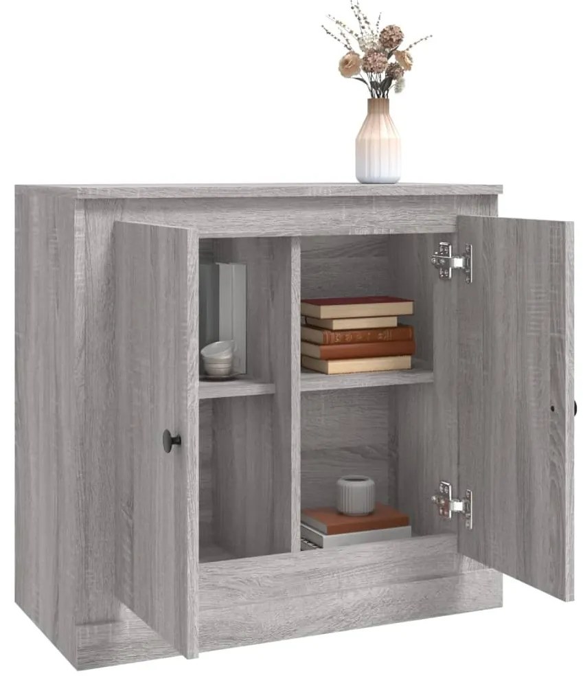 szürke sonoma színű szerelt fa tálalószekrény 70x35,5x67,5 cm