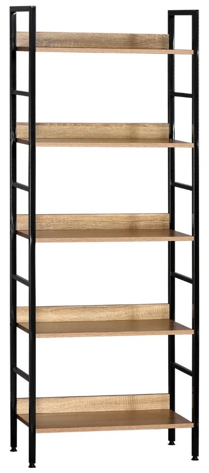 Intenso Home 5 szintes nyitott könyvespolc 60 x 160cm (Sonoma tölgy) | Univerzális tároló állvány fém lábakkal