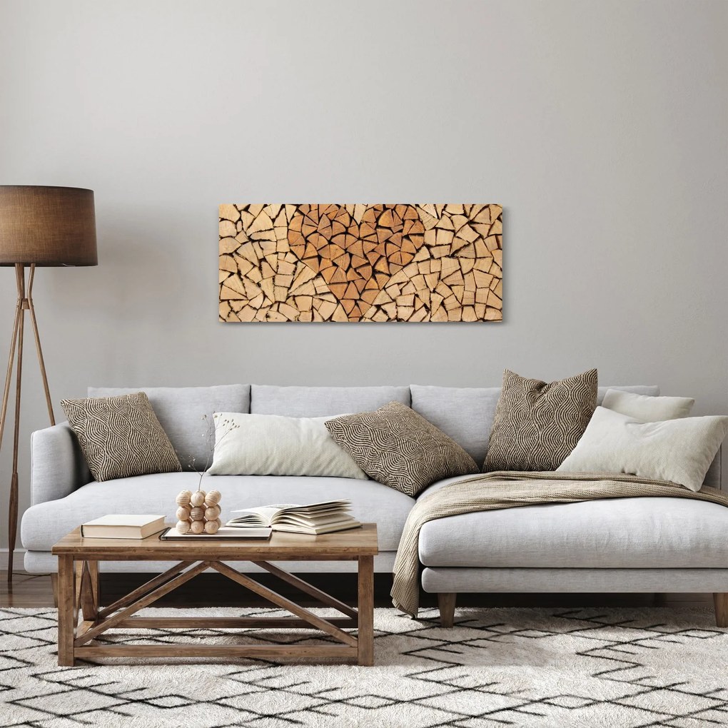 Kép - szív fából (120x50 cm)