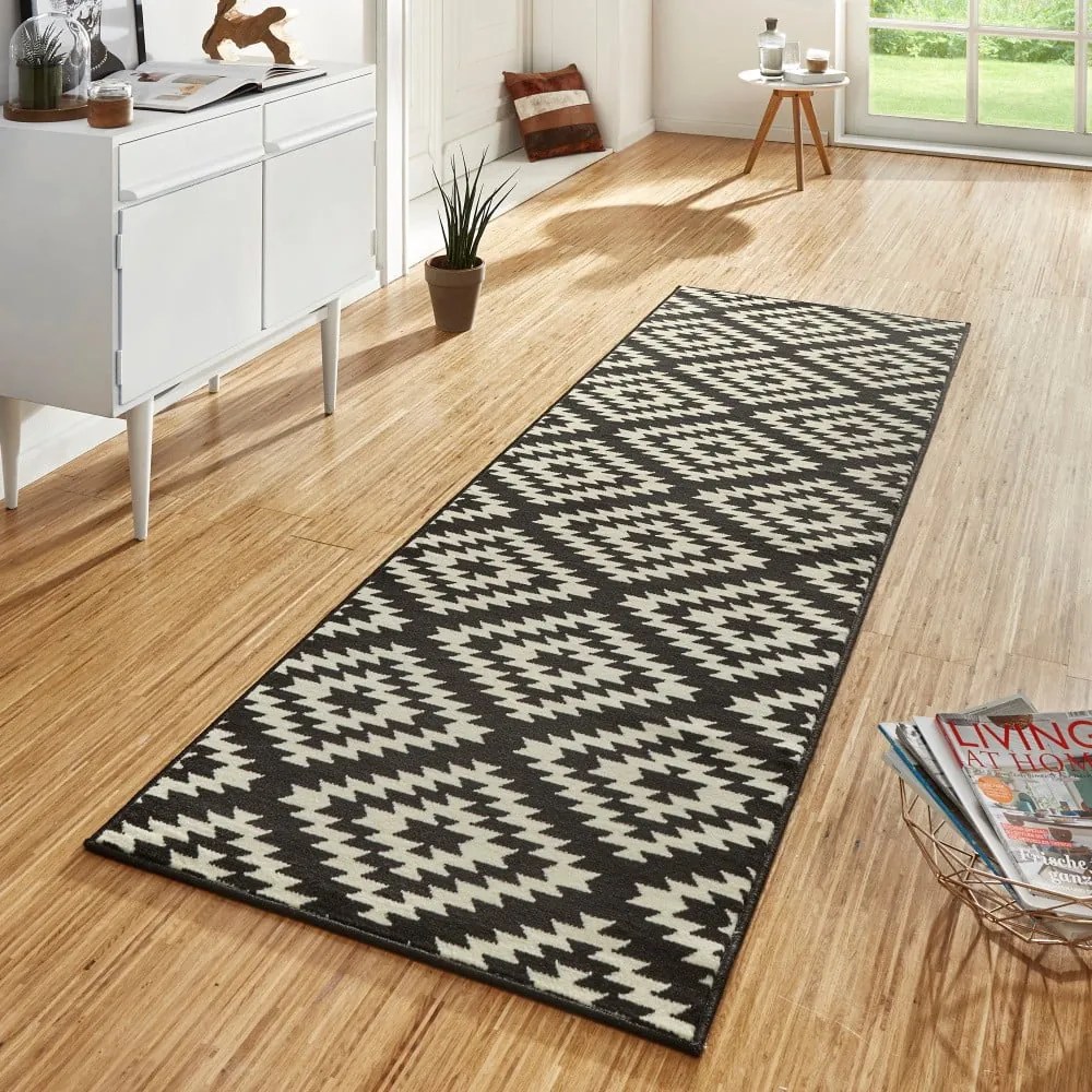 Basic Nordic fekete-fehér futószőnyeg, 80 x 200 cm - Hanse Home