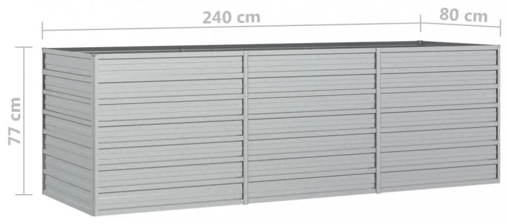 ezüstszínű horganyzott acél kerti magaságyás 240 x 80 x 77 cm