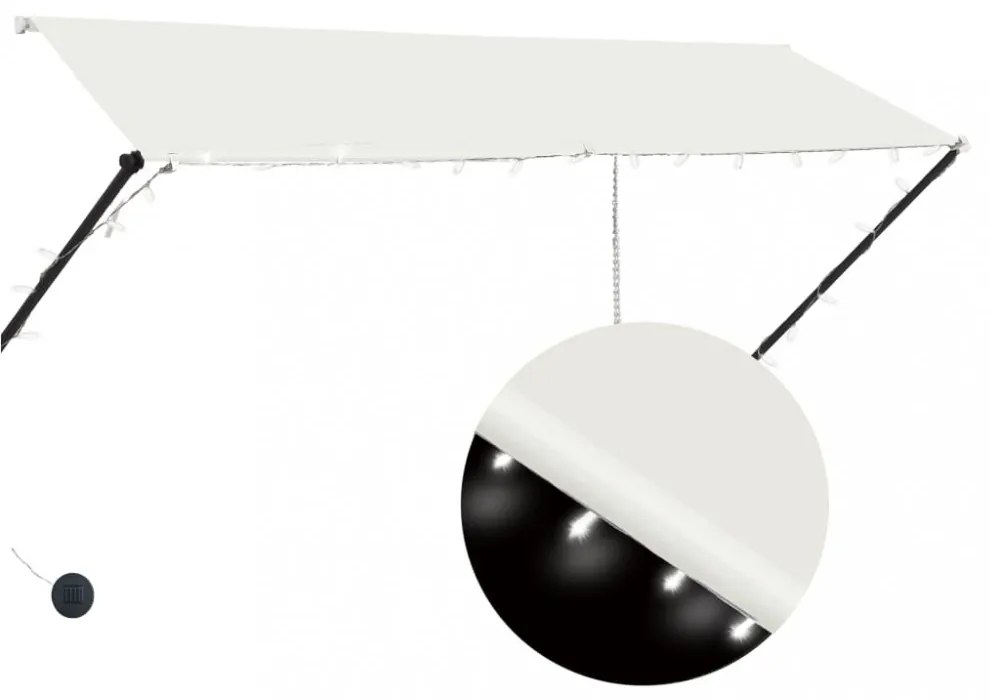 feltekerhető krémszínű napellenző LED-del 300 x 150 cm
