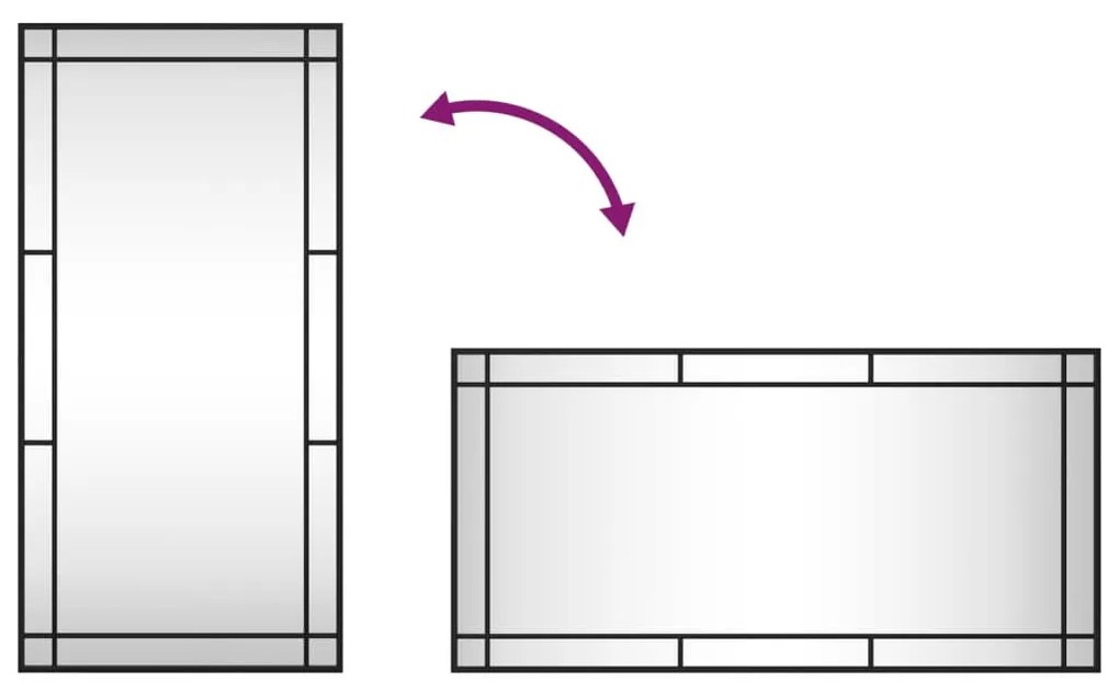 fekete téglalap alakú vas fali tükör 50 x 100 cm