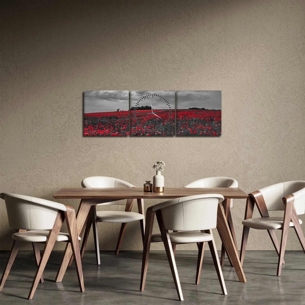Pipacsos kép (órával) (90x30 cm)
