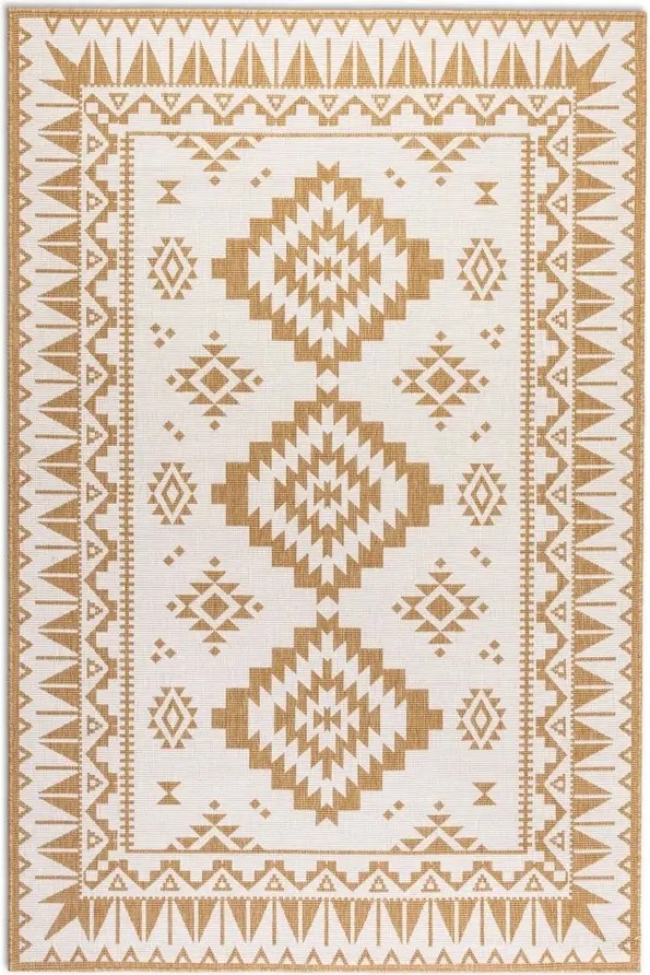 Teraszszőnyeg 120x170, sárga krémszínű kétoldalas,lapos szövésű zsinóros