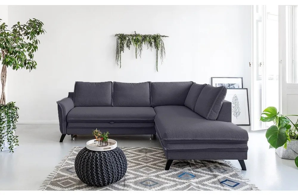 Charming Charlie L antracit kinyitható sarokkanapé, jobb oldali - Miuform