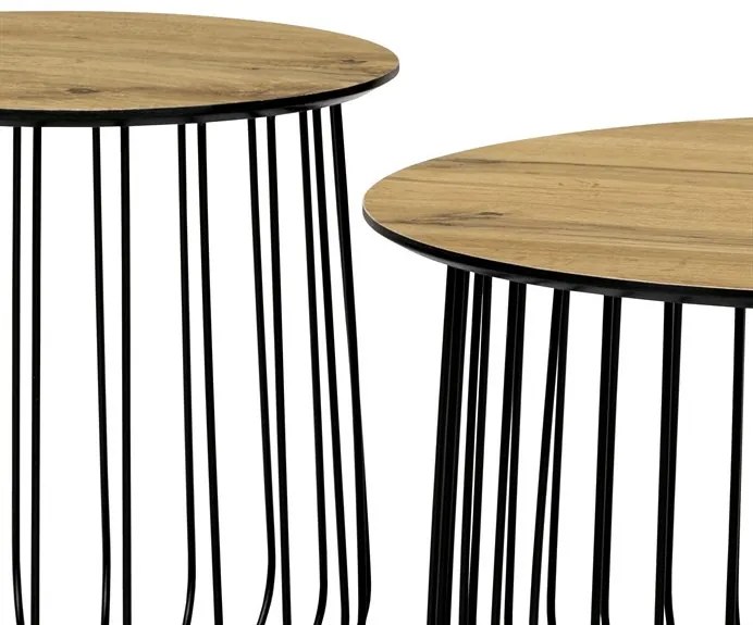 Dohányzóasztal szett 2 Darabból Vadtölgy Színben.Méretek: 60x34, pr.37x37 cm. AF-3007