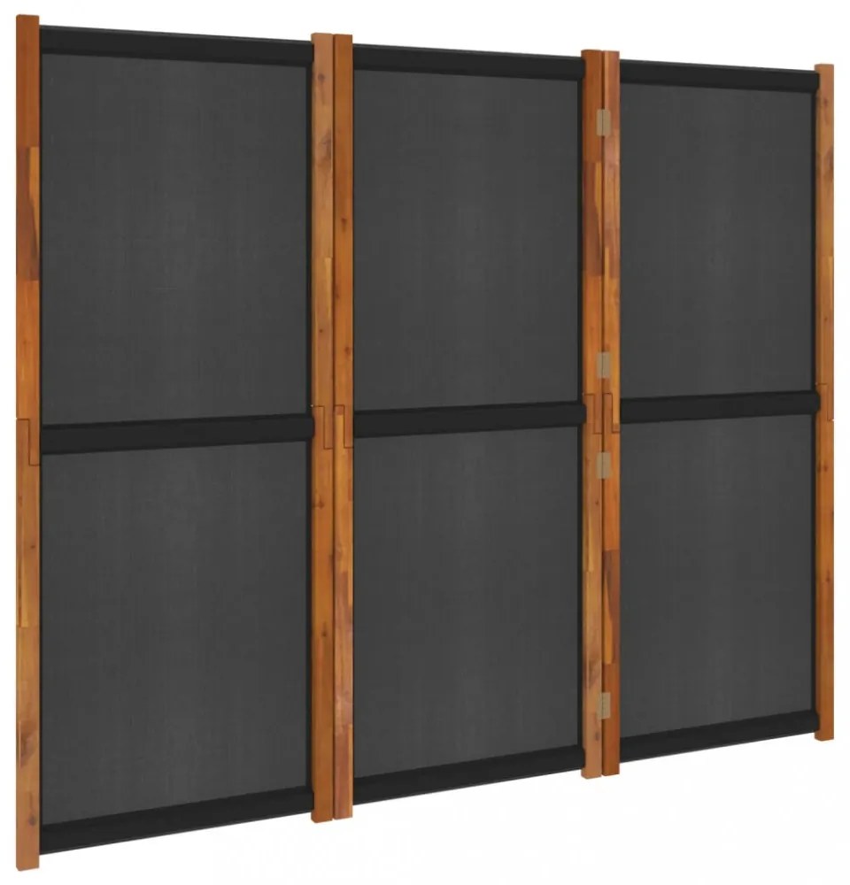 fekete 3 paneles térelválasztó 210 x 180 cm