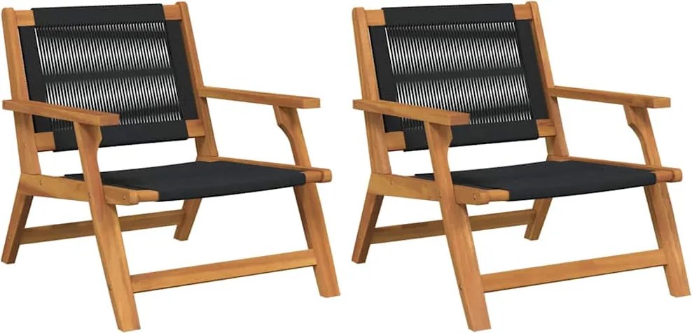 vidaXL Kerti bútor 2 pcs Fekete 67 x 76 x 73 cm Tömör Akácfa