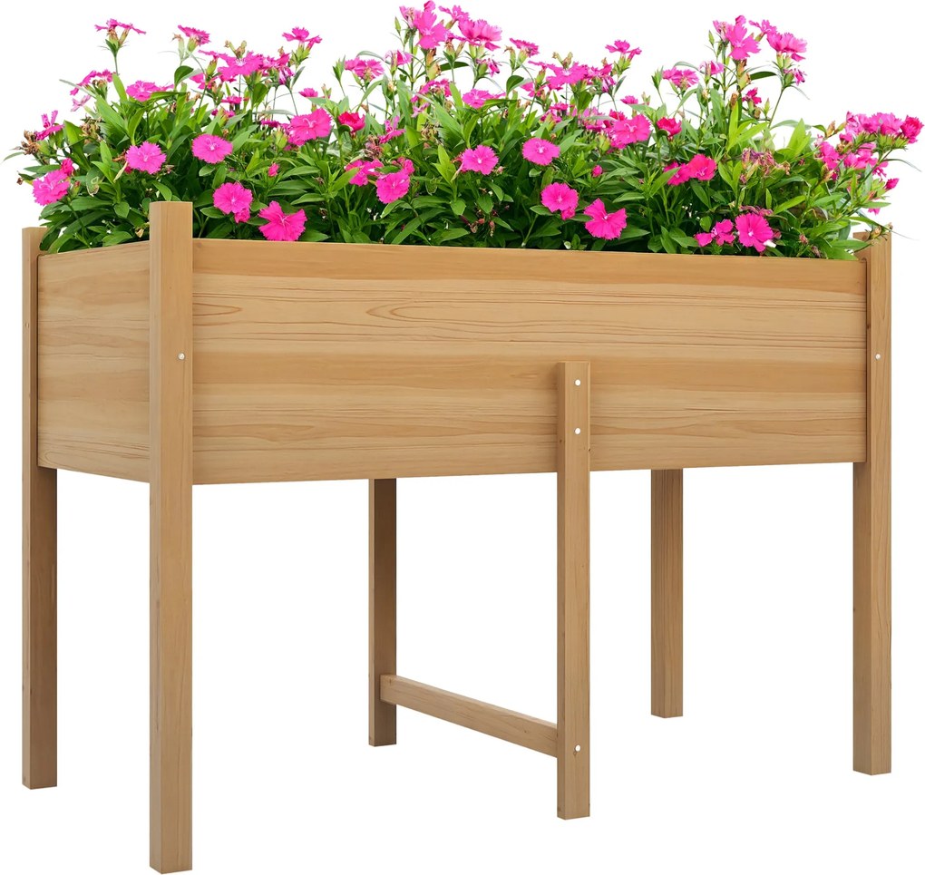 Outsunny Felemelkedett Városi Kert Fa Ültető Asztal 115x55x80 cm Ültető edény Nem Szőtt Szövet a Növények Virágok Zöldségek Terjesztésére | Aosom
