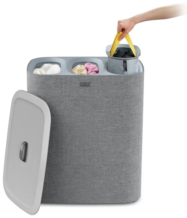 Szürke textil szennyeskosár 90 l Tota Trio – Joseph Joseph