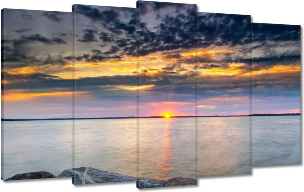 Vászonkép 100x60 Sziklák Tenger Naplemente