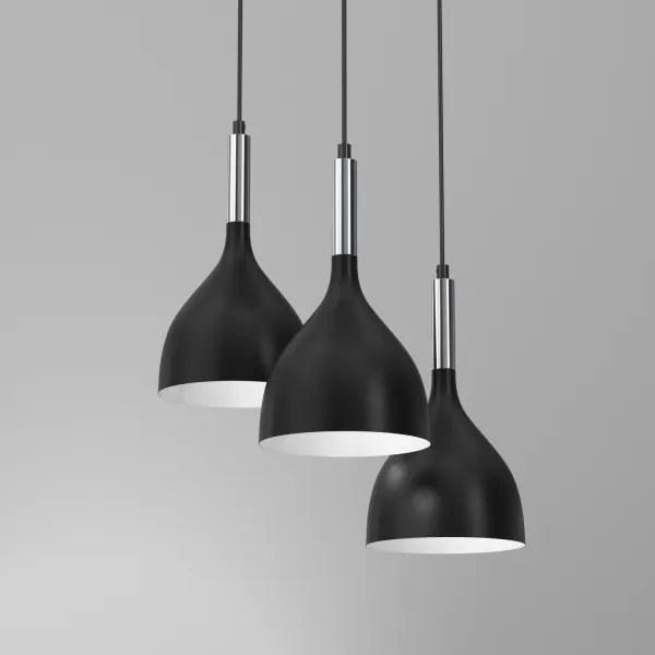 Csillár zsinóron NOAK 3xE27/15W/230V fekete/króm