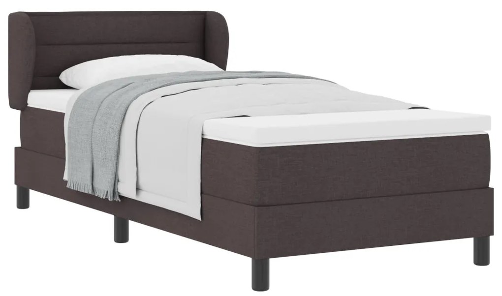Boxspring Ágy Matrac Nélkül Sötétbarna 100x200 cm Szövet