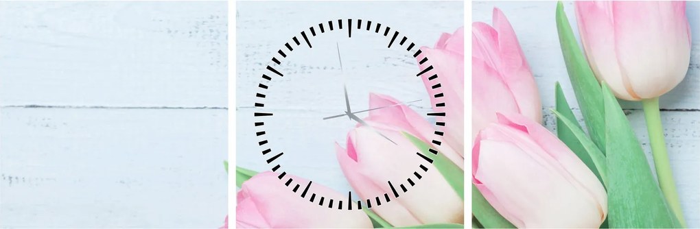Kép - tulipán csokor (órával) (90x30 cm)