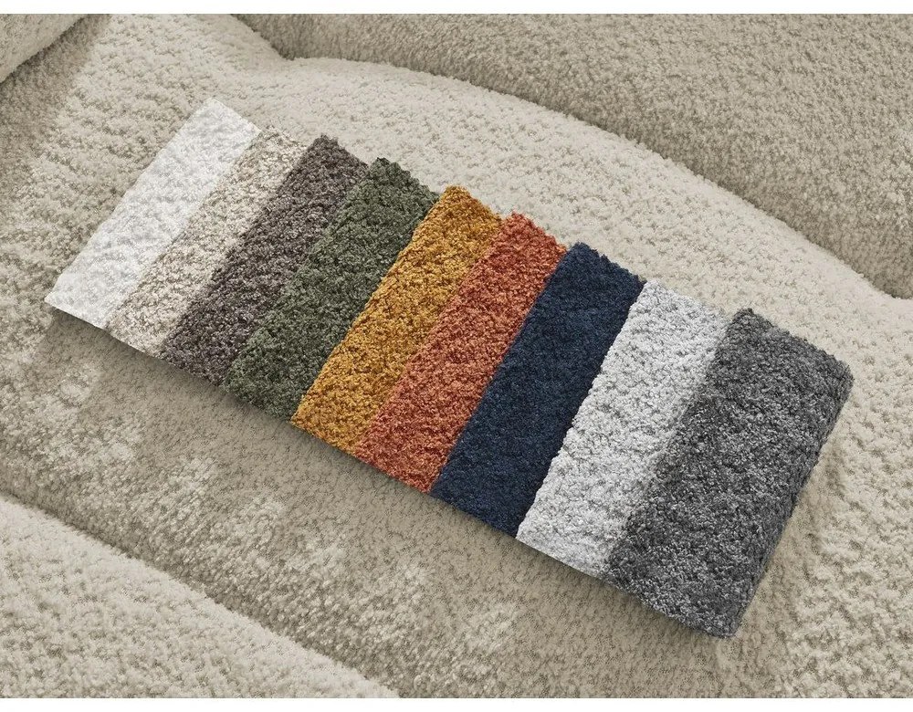 Bézs buklé kinyitható-tárolóhelyes sarokkanapé (jobb oldali-heverő résszel) Roxelane – Bobochic Paris