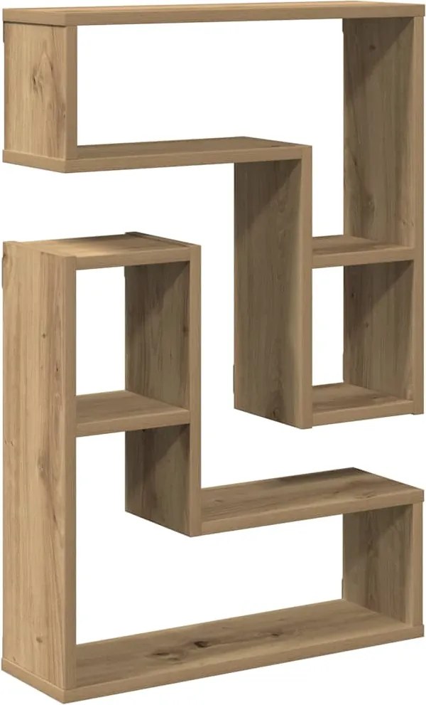 vidaXL 2 db kézműves tölgyszínű szerelt fa fali kockapolc 50x15x50 cm