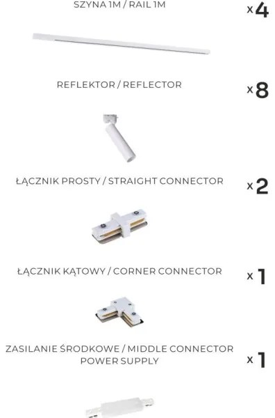 Zuma Line 3589 - Spotlámpa LULU sínrendszerhez, 8xGU10/35W/230V, fehér