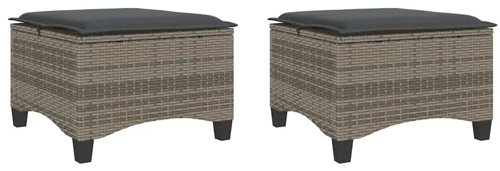 2 db szürke polirattan kerti székek párnákkal 55x55x36 cm