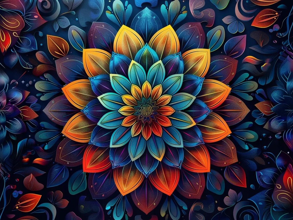 Vászonkép Canvas Mandala Virág Absztrakt Színes Grafika 100x75