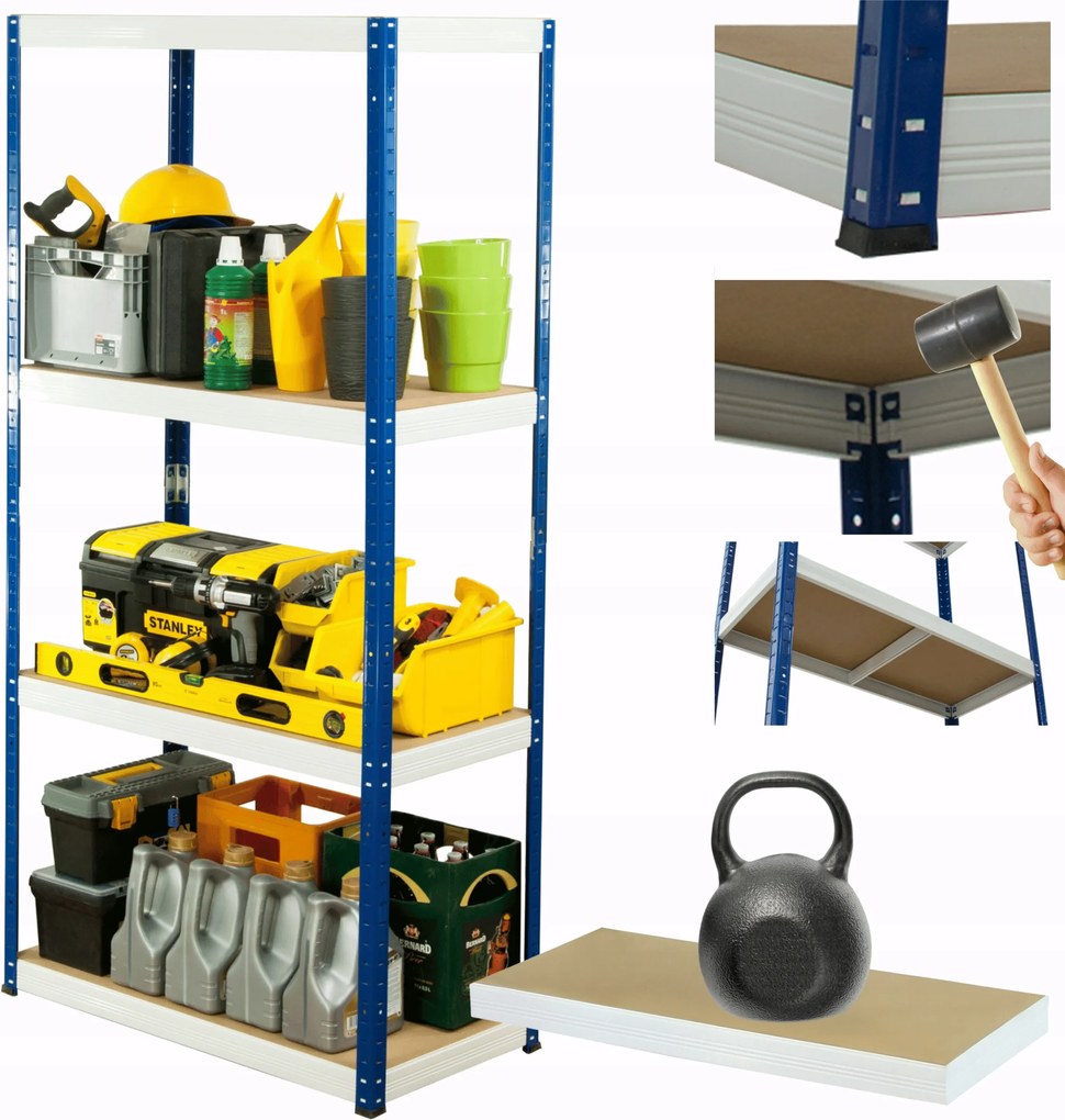 Helios fém tároló állvány garázs állvány 180x90x50cm 4Px175kg