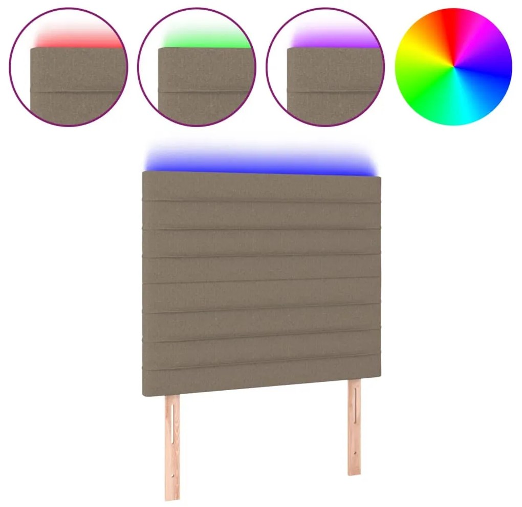 tópszínű szövet LED-es fejtámla 80x5x118/128 cm