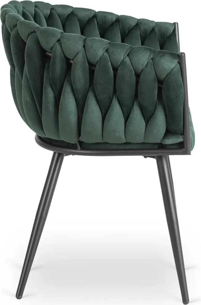 Krzesło ELENA Zielone Plecione Welurowe