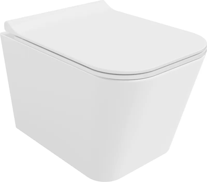 Mexen Teo Rimless WC csésze lassan csukódó, vékony duroplast WC-ülőkével, fehér fényes - 30850700