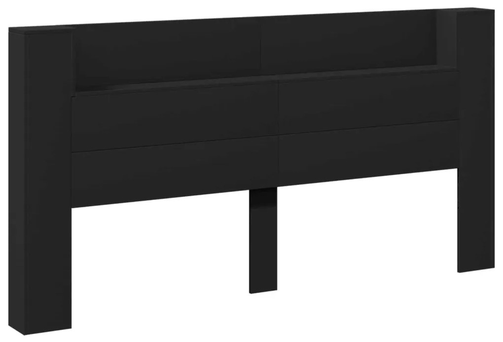 Fejtámla LED -es lámpákkal Fekete 200 x 16,5 x 103,5 cm Faanyag