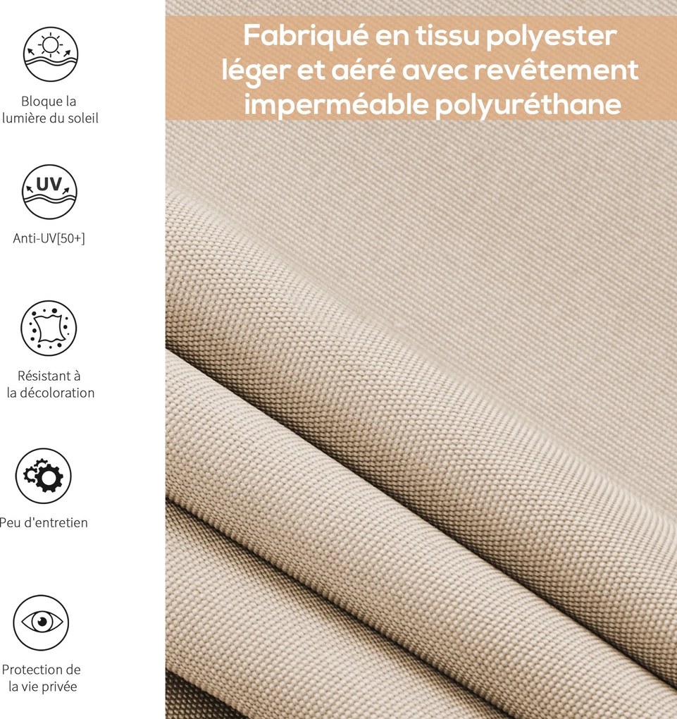 Outsunny Kültéri Reluxa 2,5 x 1,6m Retrakciós Függőleges Napernyő Kézi Felfordítással, Alumínium és Poliészter 280g/m² UV50+ Védelemmel, erkélyhez, te