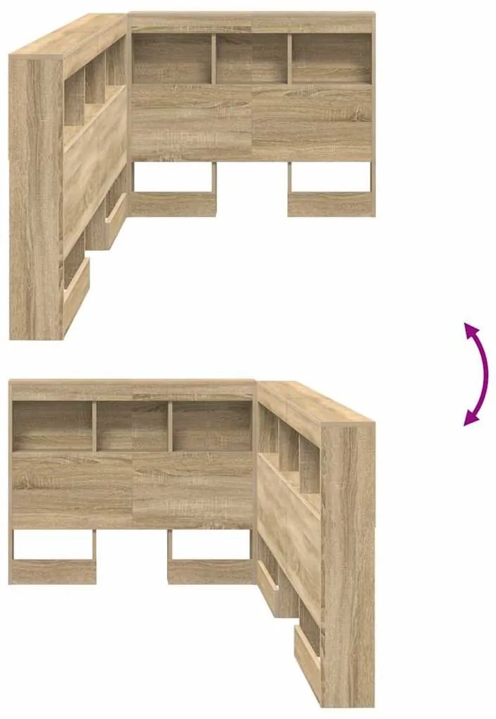 Tároló fejtámla polcokkal tárolóval sonoma tölgy 80 cm Faanyag