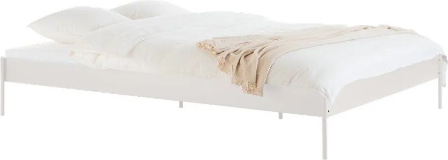 Fehér acél franciaágy ágytámla nélkül ágyráccsal 160x200 cm Eton Basic – noo.ma