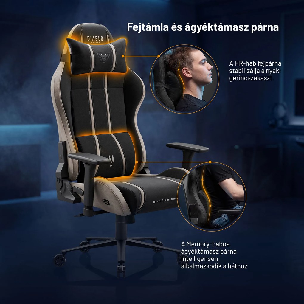 Gamer szék szövet Normal Size, fekete-bézs: Diablo X-One 2.0 Camel Black
