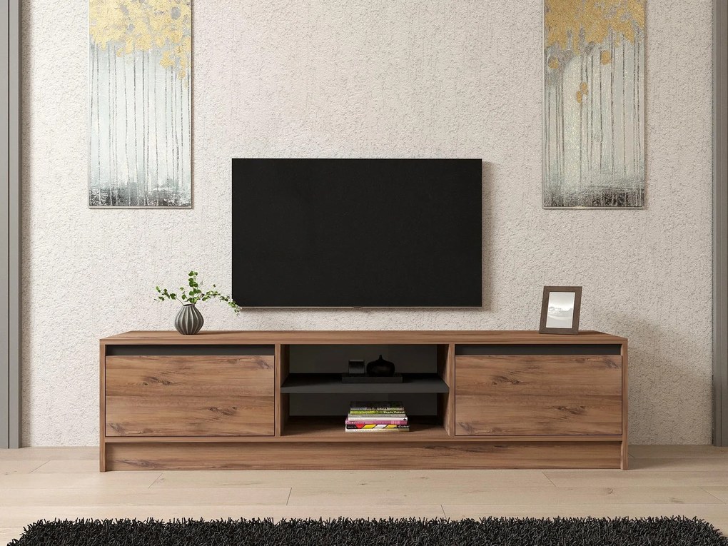 TV asztal/szekrény Netibo (atlanti fenyő + antracit) . Akció -21%. 1095441
