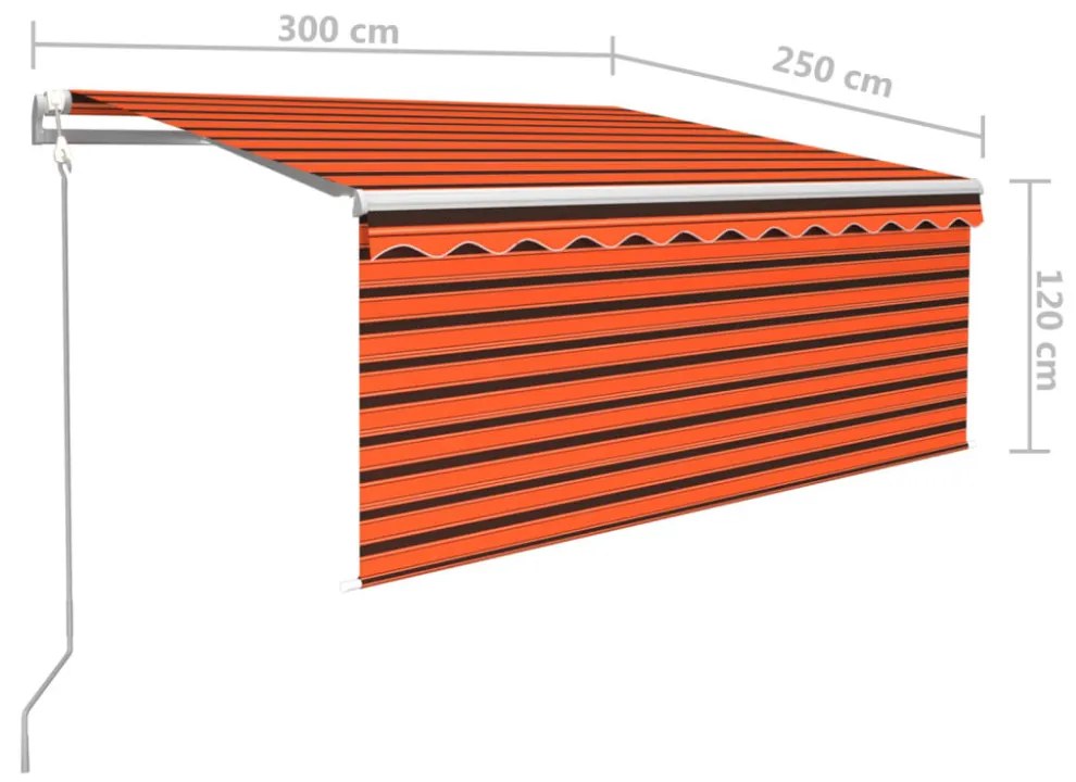narancssárga-barna automata napellenző redőnnyel 3 x 2,5 m