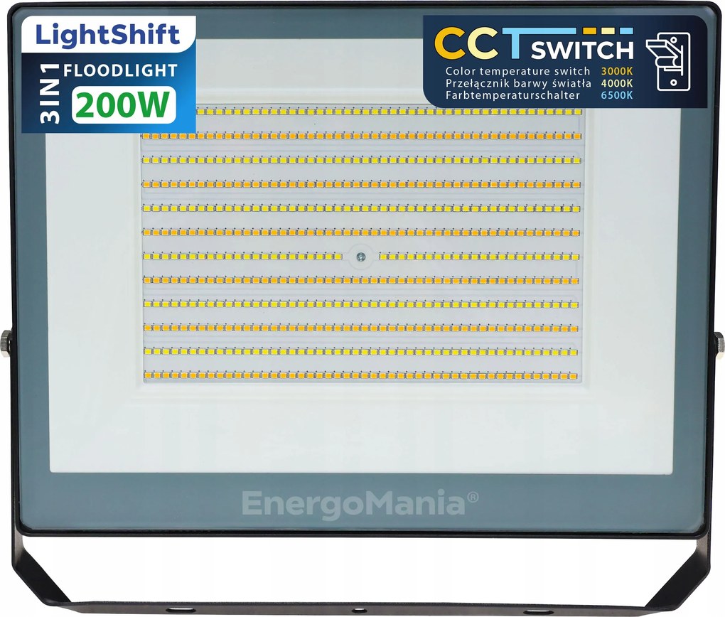 LightShift Cct Led reflektor 200W 27000 lm 3az1ben meleg fehér, természetes fehér, hideg fehér