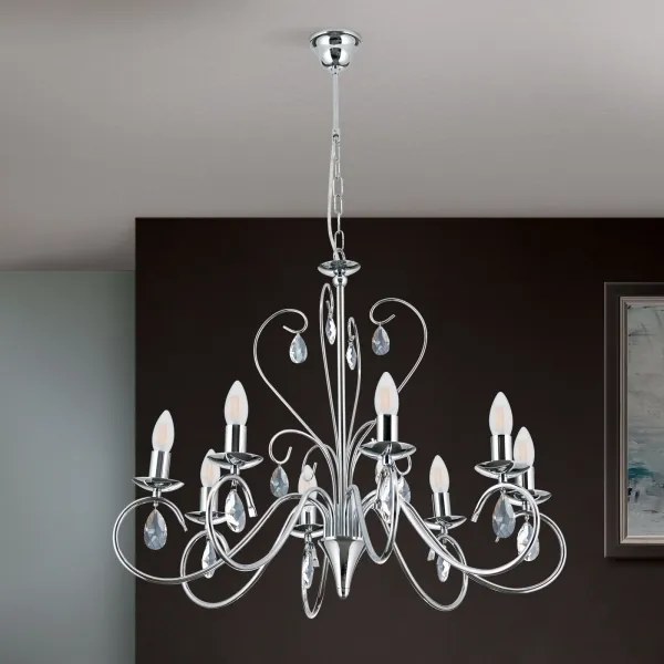 Orion LU 1658/8 - Kristály csillár láncon ALESSIA 8xE14/40W/230V fényezett króm